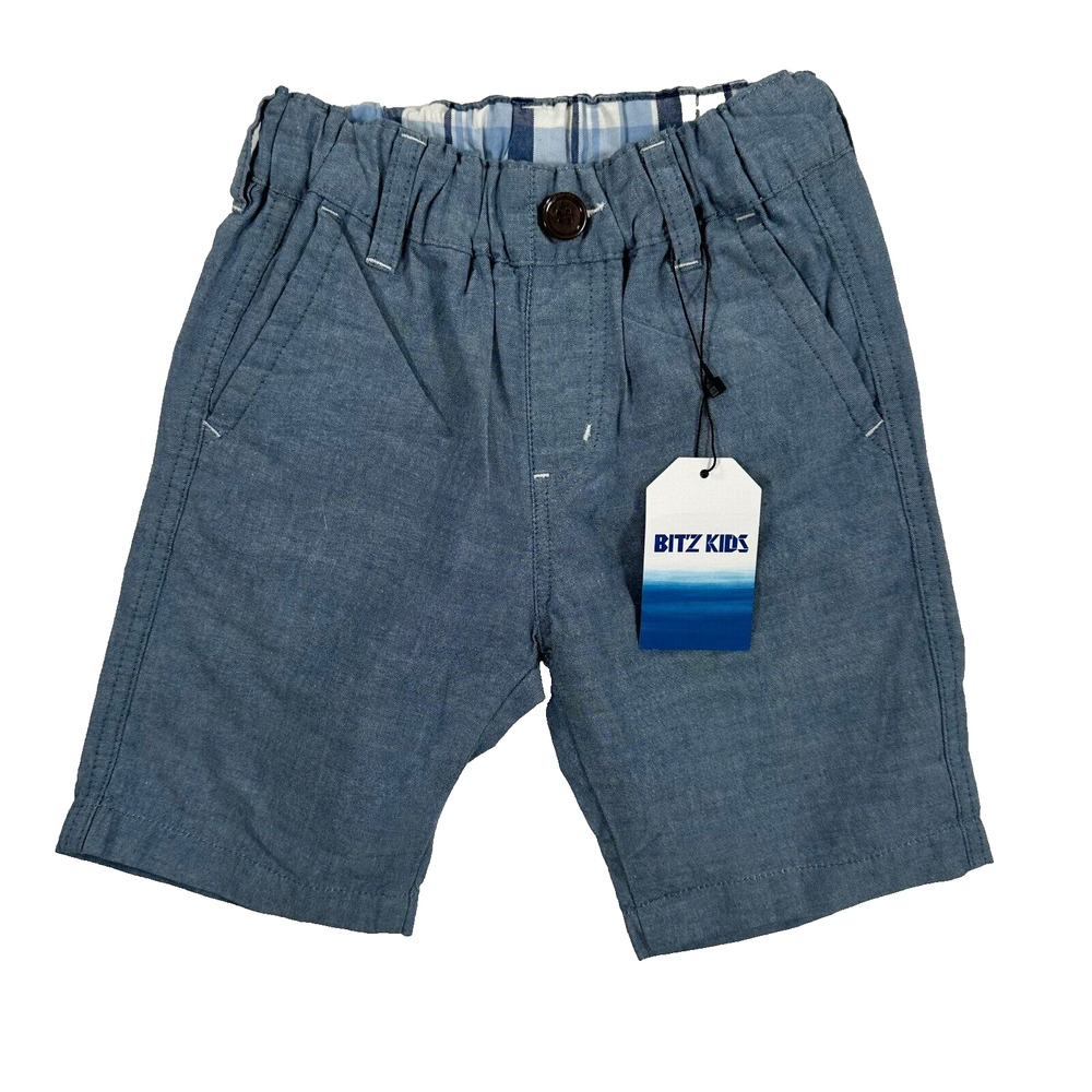 Bit'z Kids Size 3/4 Blue Chambray Pull On Shorts New